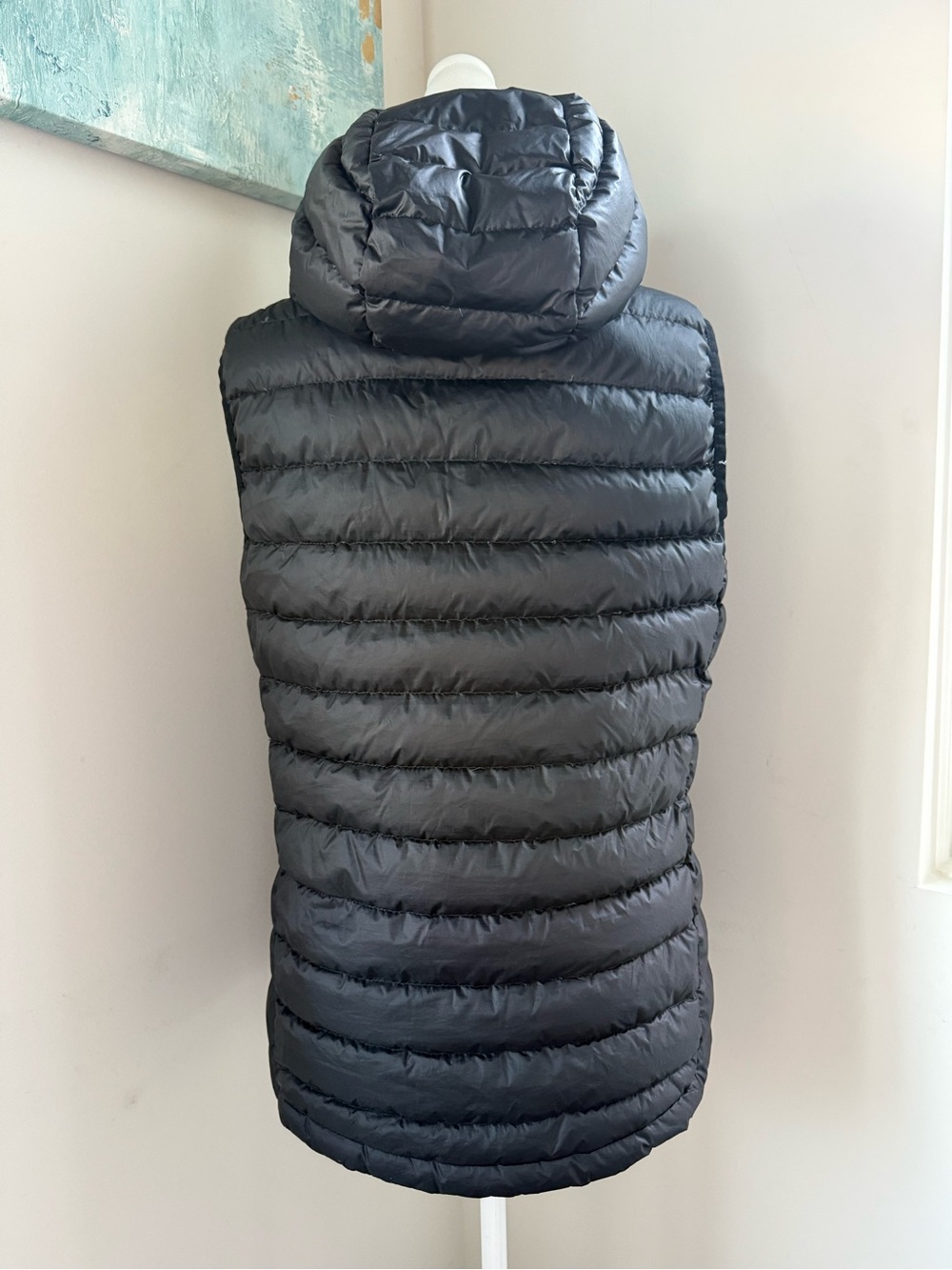 Lole Black Hooded Quilted Down Puffer Vest Medium - Picture 2 of 8